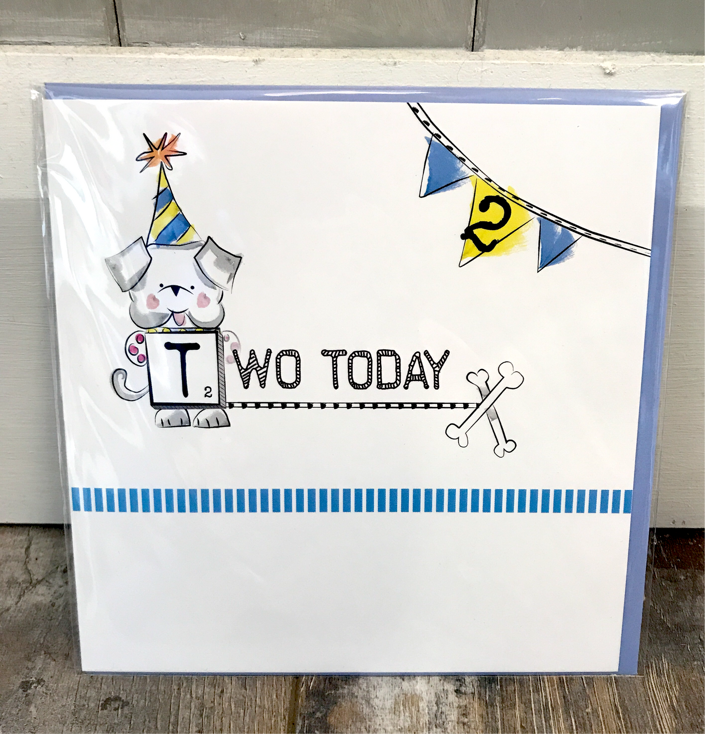 Two Today Birthday Card (Blue) (5472969457824)