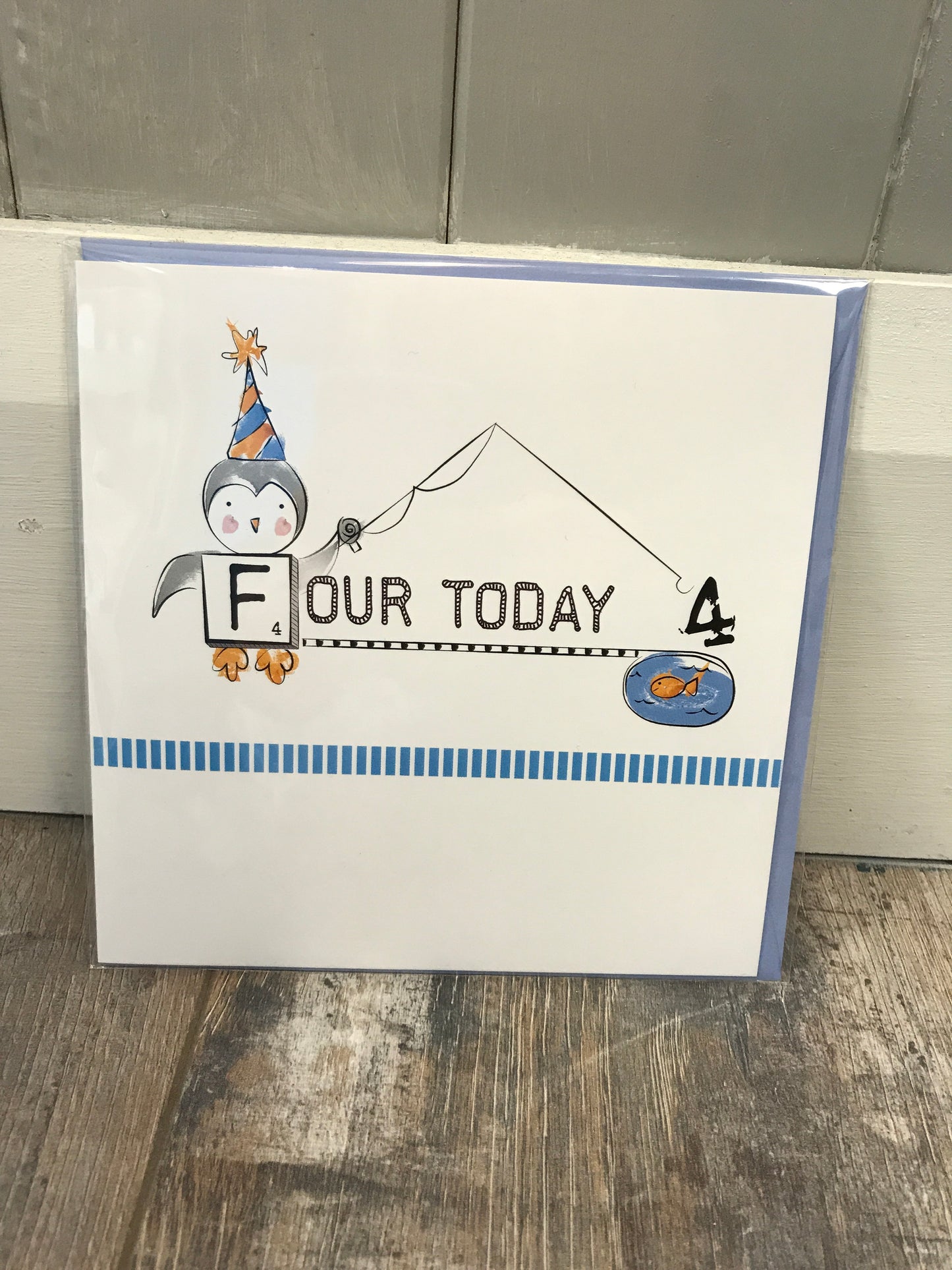 Four Today Birthday Card (Blue) (5483638259872)