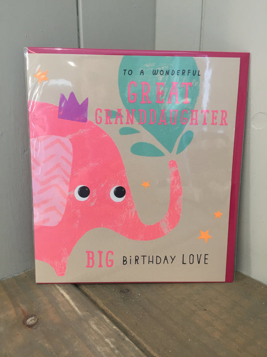 To a Wonderful Great Granddaughter Card (5504729383072)