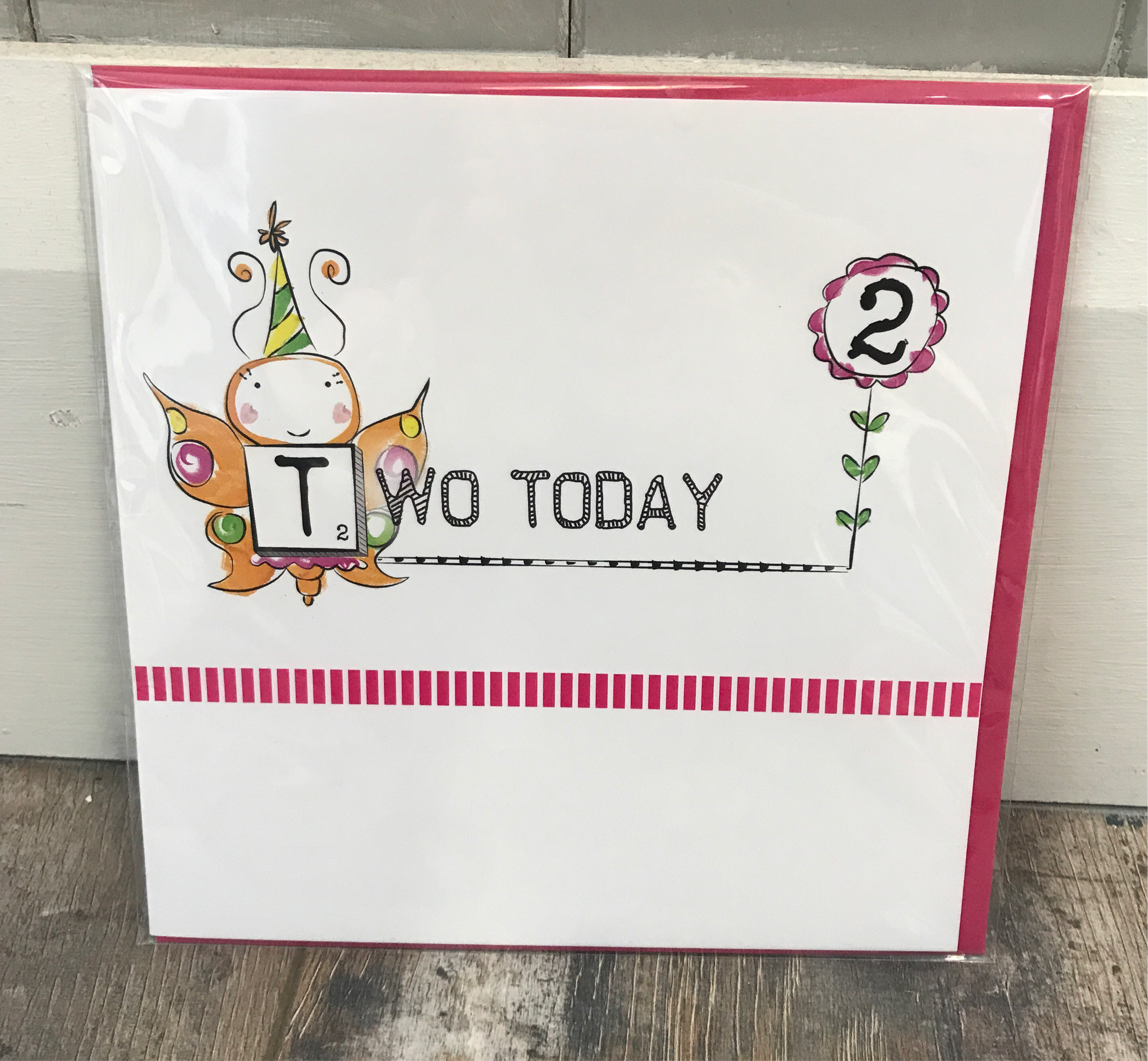 Two Today Birthday Card (Pink) (5472961757344)