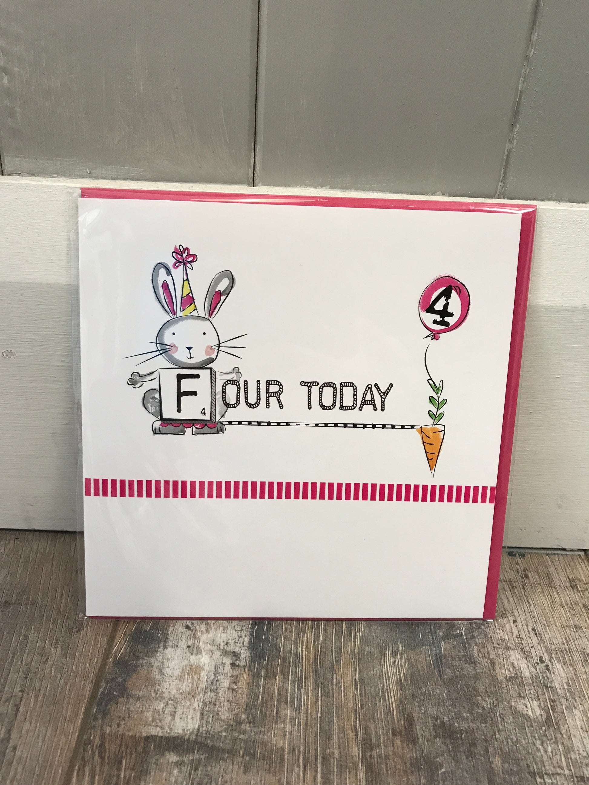 Four Today Birthday Card (Pink) (5483643240608)